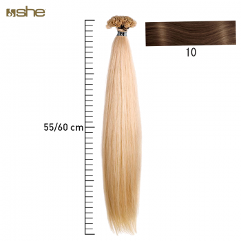 Extensões de Cabelo 100%Natural c/Queratina 55x60cm Liso Cor 10