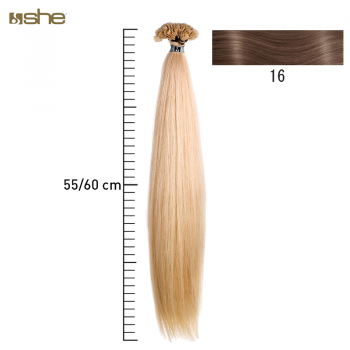 Extensões de Cabelo 100%Natural c/Queratina 55x60cm Liso Cor 16