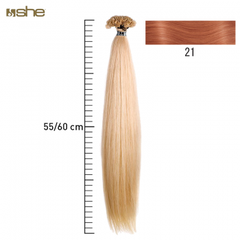 Extensões de Cabelo 100%Natural c/Queratina 55x60cm Liso Cor 21