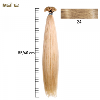 Extensões de Cabelo 100%Natural c/Queratina 55x60cm Liso Cor 24