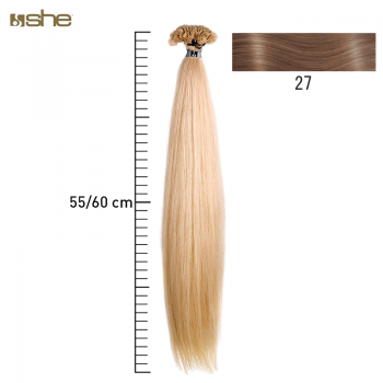 Extensões de Cabelo 100%Natural c/Queratina 55x60cm Liso Cor 27