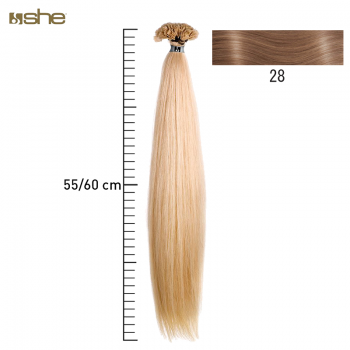 Extensões de Cabelo 100%Natural c/Queratina 55x60cm Liso Cor 28