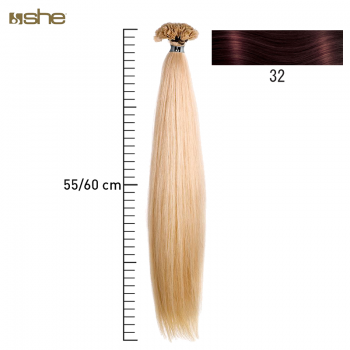 Extensões de Cabelo 100%Natural c/Queratina 55x60cm Liso Cor 32