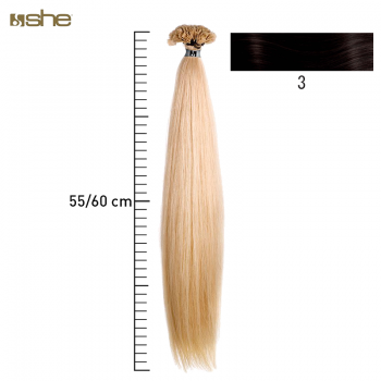 Extensões de Cabelo 100%Natural c/Queratina 55x60cm Liso Cor 3