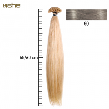 Extensões de Cabelo 100%Natural c/Queratina 55x60cm Liso Cor 60