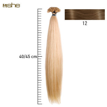 Extensões de Cabelo 100%Natural c/Queratina 40x45cm Liso Cor 12