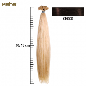 Extensões de Cabelo 100%Natural c/Queratina 40x45cm Liso C.CHOC