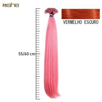 Extensões de Cabelo Fantasia c/Queratina 55x60cm Verm.Escuro