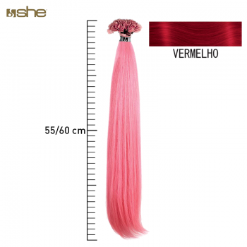 Extensões de Cabelo Fantasia c/Queratina 55x60cm Vermelho