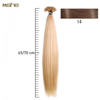 Extensões de Cabelo 100%Natural c/Queratina 65x70cm Liso Cor 14