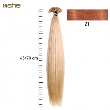 Extensões de Cabelo 100%Natural c/Queratina 65x70cm Liso Cor 21