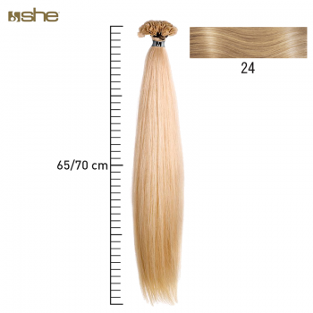 Extensões de Cabelo 100%Natural c/Queratina 65x70cm Liso Cor 24